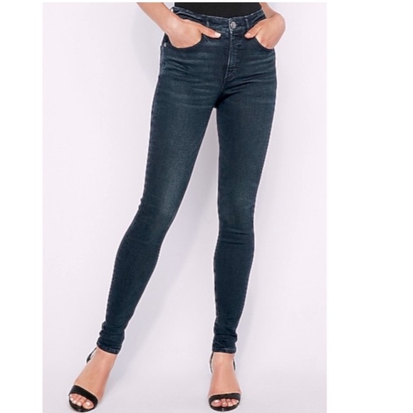 NWT $88 Express Denim Perfect High-Rise Dark Wash Perfect Curves Skinny Jeans 0L - Picture 2 of 10